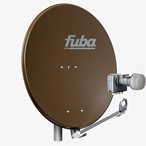 Fuba 4 Teilnehmer Sat Anlage DAL 804 B | Sat Komplettanlage mit Fuba DAL 800 B Alu Sat-Schüssel/Sat-Spiegel braun + Fuba DEK 417 Quad LNB für 4 Receiver/Teilnehmer (HDTV-, 4K- und 3D-kompatibel)