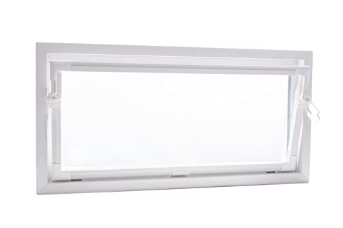 ACO 80cm Nebenraumfenster Kippflügel Einfachglas Fenster weiß Kippfenster Keller, Größe Kippfenster:80 x 50 cm
