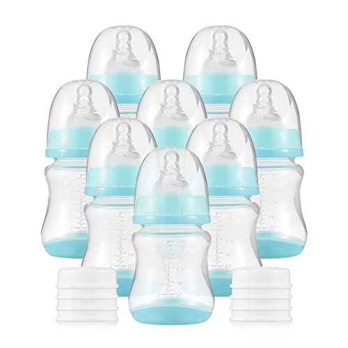 KOCAN Babyflaschen-Set,Babyflaschen mit Silikonnippel und Aufbewahrungsabdeckung Stillflaschen für Babynahrung PP-Milchaufbewahrungsflaschen 180 ml Fassungsvermögen Babyflaschen Baby Essentials, Grün