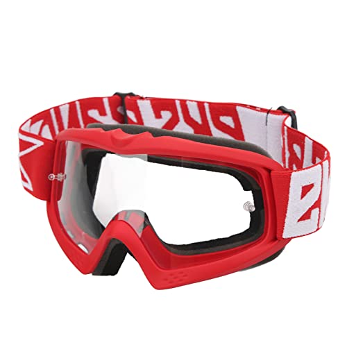 KAKAKE Motorradbrille, sturzsichere, komfortable, transparente Motocross-Brille, klare Sicht zum Klettern(8060 Roter Rahmen)
