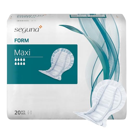 SEGUNA Form Maxi, Inkontinenzvorlagen für Frauen und Männer, Anatomische Vorlagen bei sehr schwerer Inkontinenz, Stuhlinkontinenz (Beutel (20 Stück))