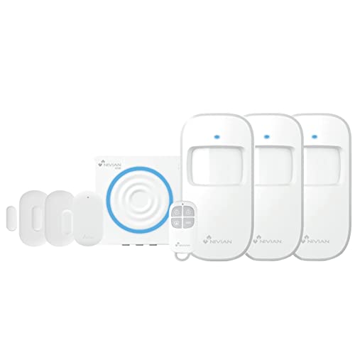 Nivian - Alarmanlage für Zuhause und Geschäft ohne monatliche Gebühren | WLAN-Alarm-Kit mit Fernbedienung über Ihre App | SOS-Funktion | einfache Installation ohne Kabel