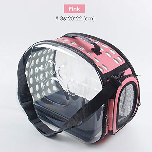 Transparente faltende Haustier-Tragetasche Cat Dog atmungsaktiv Universal Travel Out Tragetasche Box (Color : Pink, Size : S)