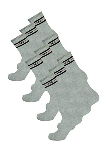 Fila Unisex Socken, 9 PAAR Sportsocken, Einfarbig, gestreift, (3x 3er Pack) (Grau (400), 39-42 - 9 Paar)