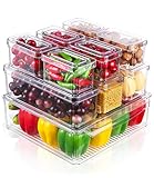 JOSPL Kühlschrank Organizer 10er Set, Durchsichtig Stapelbare Aufbewahrungsbox Organizer Set Kühlschrankbox Speisekammer Vorratsbehälter fur Küchen, Kühlschrank, Schränke