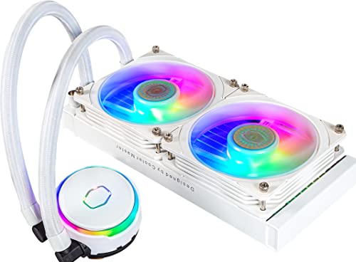 Cooler Master MasterLiquid PL240 Flux White Edition CPU-Kühler - AIO Wasserkühlung mit 2 x 120mm Lüfter, 240mm Kühler inkl. ARGB-Controller (2te Generation) - AMD- und Intel-kompatibel, Weiß