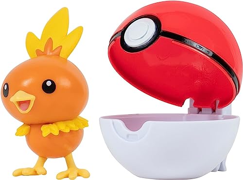 Pokémon PKW0157 - Clip'n'Go Pokéball - Flemmli und Pokeball, offizieller Pokéball mit beweglicher 5 cm Figur