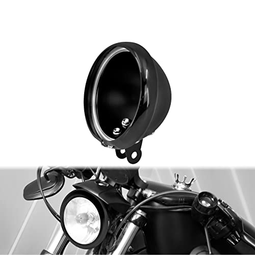 HDBUBALUS Schwarze Motorrad-Scheinwerferabdeckung, 14,6 cm, schwarz, für Harley Sportster Softail Dyna