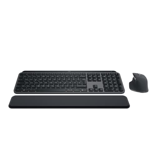 Logitech MX Keys S Combo: Leistungsstarke kabellose Tastatur und Maus mit Handablage,Customizable Illumination, Fast Scrolling,Bluetooth, für Windows/Linux/Chrome/Mac, Deutsches QWERTZ-Layout - Grau
