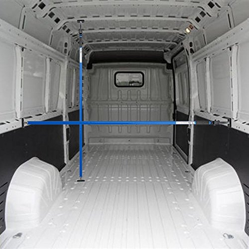 ALLEGRA Ladungssicherung und Transportsicherung für PKW LKW Anhänger und Transporter, Klemmstange Spannstange für die Tür, Ladesicherung für Auto Ausziehbar (1,60m - 2,90m, Blau)