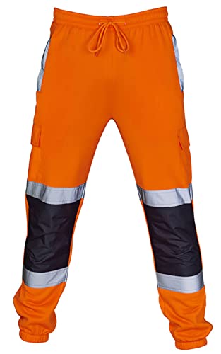 Panegy Herren Warnschutzhose Reflexstreifen Leuchtend Bundhose Warnschutz Arbeitshose Sicherheitshose Hersteller 4XL/EU-Größe XXL - B-Orange