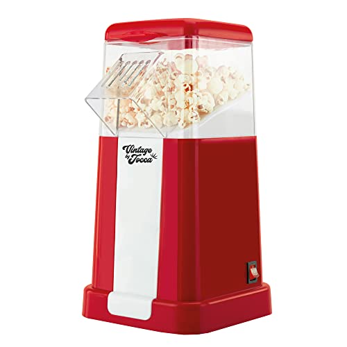 JOCCA 5617U Vintage Retro Hot Air Popcorn Maker for Healthy and Fat-Free Popper, 1200 W, Red