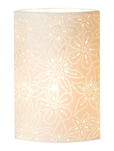 GILDE Tischleuchte Blume - Designlampe aus feinem Porzellan weiß H 35 cm