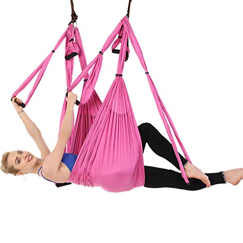 ZCXBHD Yoga Hängematte Pilates Yoga Schaukel Set Anti-Schwerkraft Inversion Trapez Gerät Fitnessgeräte (Color : Pink)