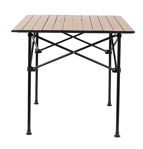 Ondis24 Campingtisch Klapptisch Gartentisch aus Aluminium faltbar, Falttisch, Picknicktisch belastbar bis 50kg (braun, 71 x 69.5 x 67.5 cm)