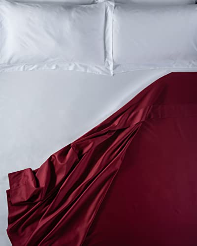 LENZUOLISSIMI - Queen-Bettlaken für Doppelbett, aus Satin-Baumwolle, Fadenzahl 300, 240 x 290 cm, Bordeaux