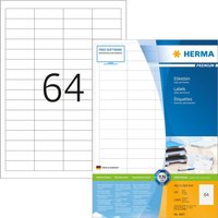 HERMA Premium - Permanent selbstklebende, matte laminierte Papieretiketten - weiß - 48,3 x 16,9 mm - 12800 Etikett(en) (200 Bogen x 64) (4607)