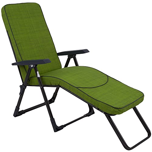 PATIO Liegestuhl Modena Quadrat Sonnenliege klappbar Gartenstuhl Freizeitliege Camping Liege mit Gartenstuhlauflage Verstellbar 28 Positionen grün