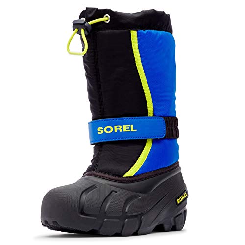 Sorel Unisex-Kinder Childrens Flurry Schneestiefel, Schwarz/Blau (Black/Super Blue), 28 EU