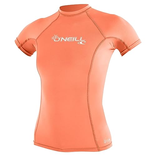 O'Neill Wetsuits Women's Basic Skins Short Sleeve Sun Shirt Rash Vest, Light Grapefruit, M