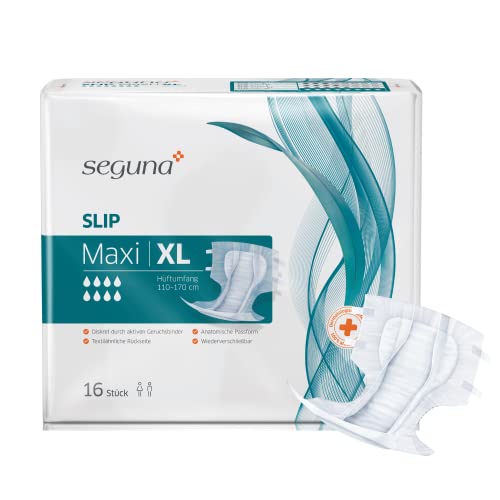 SEGUNA Slip Maxi, Inkontinenz Windeln für Erwachsene, Frauen, Männer, Windeln bei sehr schwerer Blasenschwäche, Stuhlinkontinenz (XL (Sparpaket 3 x 16 Stück))