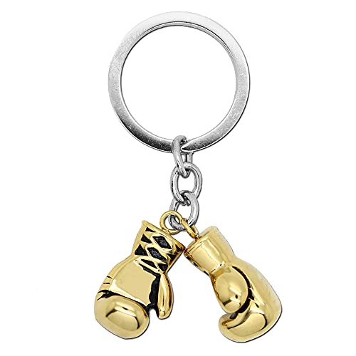 tumundo Boxhandschuh + Etui Schlüsselanhänger Schlüsselring Set von 2 STK / 1 STK Anhänger Boxen Sport Stahl Handschuh, Variante:1 Paar Boxhandschuhe golden