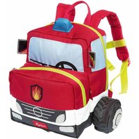 Sigikid Unisex Kinder Rucksack, Traktor Kinderrucksack, Rot/Feuerwehrauto, 25x28x18 cm