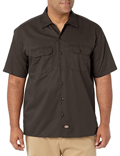 Dickies Herren Regular Fit Freizeit Hemd Shrt/S Work Shirt, Kurzarm, Braun (Dark Brown DB), Gr. XXXX-Large (Herstellergröße: 4XL)