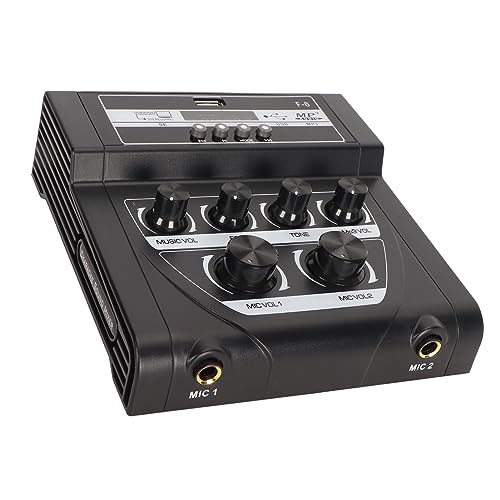 Tragbarer Karaoke-Mixer, Stabile 100–240 V Dual-Stromversorgung, Kleiner Sound-Mixer, Unterstützt MP3-Wiedergabe und Aufnahmefunktion für Zuhause (EU-Stecker)