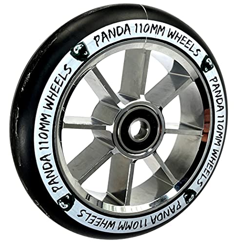 Fantic26 Sticker + Panda Spoked V2 Stunt-Scooter Park-Trick-Tret-Roller Ersatz-Rad-Rolle (110mm Silber)