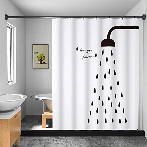 Duschvorhang, wasserdicht, aus natürlichem Pflanzen-Polyestergewebe, Duschvorhänge, waschbar, Badvorhanghaken, Badewannendekoration 107x205cm/BxH