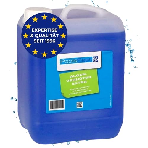 POOLSBEST® 5 L Algenverhüter extra hochkonzentriert & schaumfrei Algenmittel fürs Schwimmbad - sorgt für klares Wasser