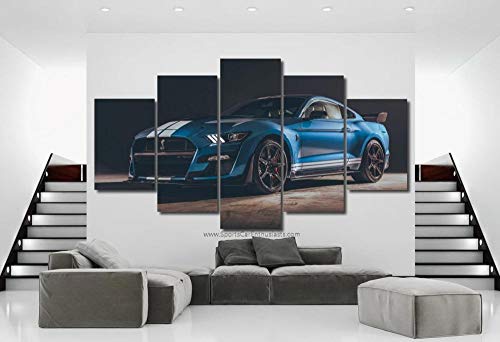 Bilder 5 Teilig XXL Wanddekoration leinwandbilder Kunstdrucke Leinwand Forcar Mustang Shelby GT500 Bilder 5 Teilig Kunstdruck Modern Wandbilder Fünf Creative Geschenk Kunstwerk