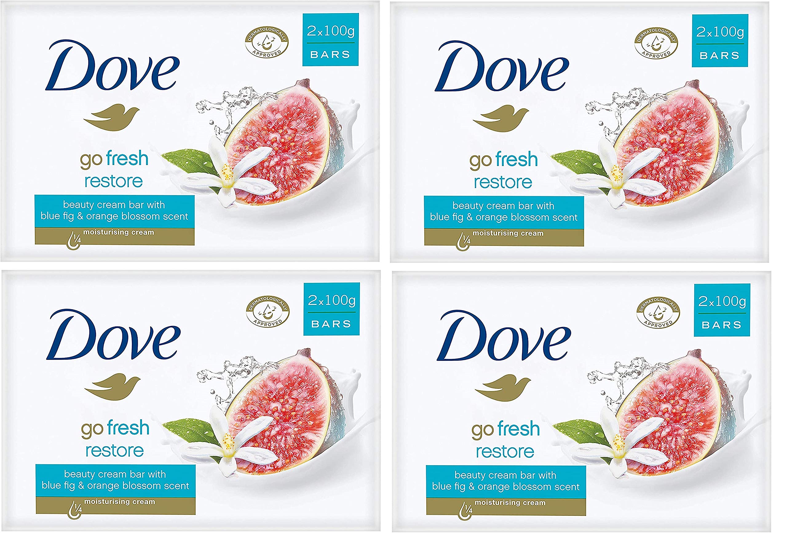 Dove Go Fresh Restore Beauty Cremeseife, 8 Riegel, 2 x 100 g, 4 Packungen