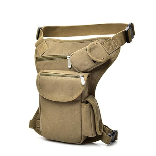 Beintasche Motorrad,Beintasche Herren Männer Frauen Fanny Hüfttasche Oxford Outdoor Unisex Taktische Beintasche Oberschenkeltasche Hüftgurt Militärsport Lauftasche (Color : Khaki)