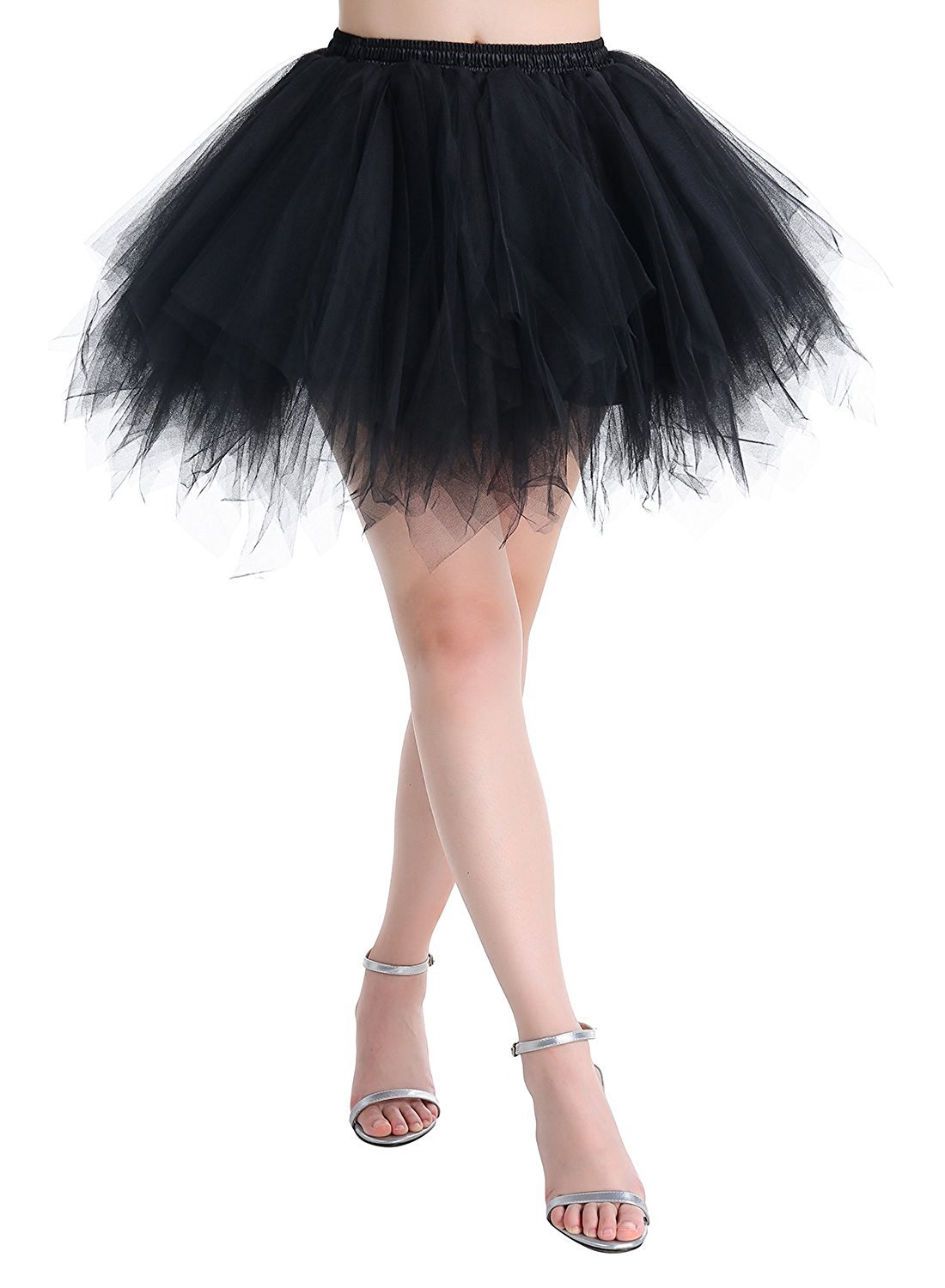 Karneval Erwachsene Damen 80's übergröße Tüllrock Tütü Röcke Tüll Petticoat Tutu Schwarz