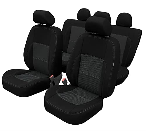 Autositzbezüge Erjot2010 maßgefertigte kompatibel mit Skoda Scala modellspezifische Sitzbezüge Schwarz Komplett Set