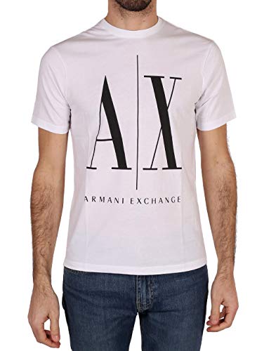 Armani Exchange Herren ICON T T-Shirt, Weiß (White W/Black Print 5100), X-Large (Herstellergröße:XL)