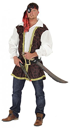 Foxxeo Piraten Kostüm für Herren mit Gürtel Oberteil und Kopfband für Fasching und Karneval Größe XXL