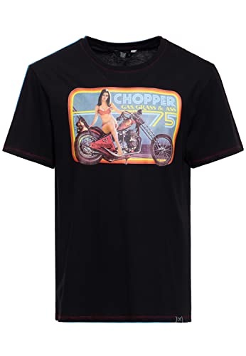 King Kerosin Herren Classic T-Shirt | Kurzarm Shirt | Basic Shirt | Regular Fit | Front-Print | Retro | Vintage | Rockabilly Chopper