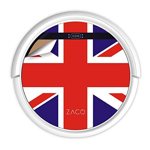 ZACO V5sPro Saugroboter mit Wischfunktion, automatischer Staubsauger Roboter, 2in1 Wischen bis zu 180qm oder Staubsaugen, für Hartböden, Fallschutz, beutellos, mit Ladestation, 300ml, Britische Flagge