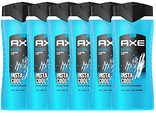 AXE 3in1 Duschgel & Shampoo Ice Chill XL Herren Men Showergel 6x 400ml Body Face Hair Wash Shower Gel dermatologisch getestet (im 6er Set)