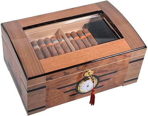 DREANNI Humidor Zigarrenbox Zigarrenetui Zigarrenbefeuchter Mit Digitalem Hygrometer Und Befeuchter Zigarrenbox 50-75 Zigarren