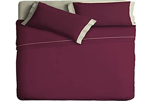 Ipersan zweifarbig Bettwäsche Set Farbe pflaume/beige 240x290 cm.