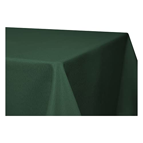Tischdecke rechteckig Leinenoptik Lotuseffekt Tischwäsche Wasserabweisend Tischtuch Fleckenabweisend Bügelfrei Abwischbar Waschbar Innen und Außen Perleffekt (130 x 220 cm, dunkelgrün)