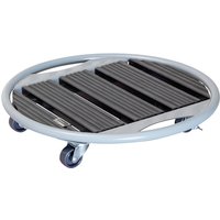 WAGNER Pflanzenroller - VENEZIA WPC BASIC - Wood Plastic Composite / Metall, witterungsbeständig, anthrazit / silber, Durchmesser 38 x 7,5 cm, 2 Feststeller, Tragkraft 70 kg - 20707601