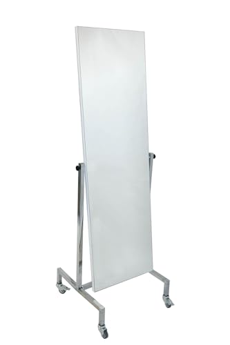 Standspiegel schwenkbar fahrbar, beidseitige Spiegelfläche 165 x 60 cm verchromtes Gestell Anprobespiegel Therapiespiegel Spiegel