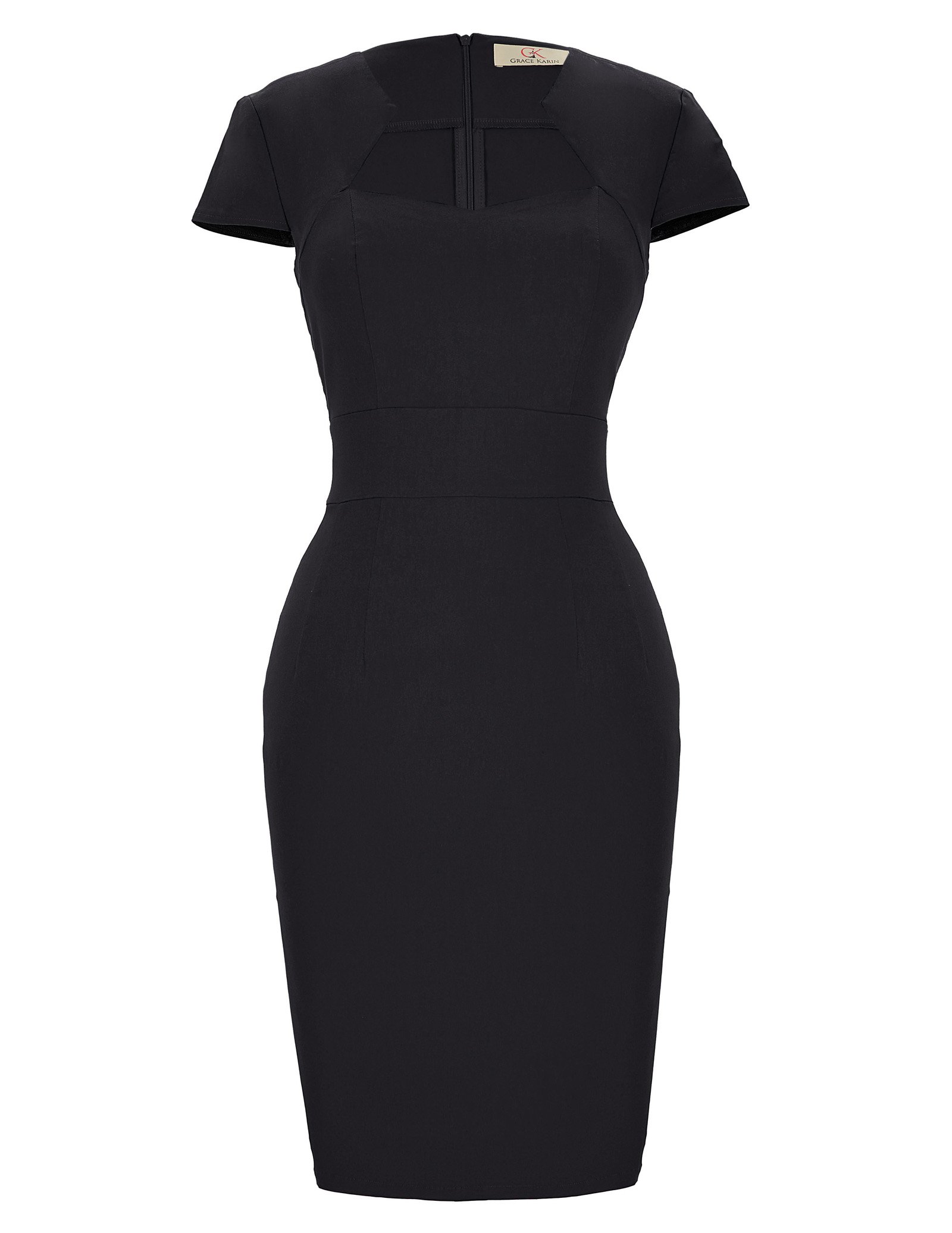 GRACE KARIN Retro Kleider 50er Vintage Kleid Damen Rockabilly Kleid schwarz Kleid Freizeitkleid CL8947-1 L