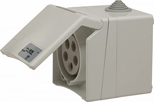 SIROX® CEE-Aufputzsteckdose, 5-polig, 400 V, 6 h Stromstärke 16 A, Farbe hellgrau