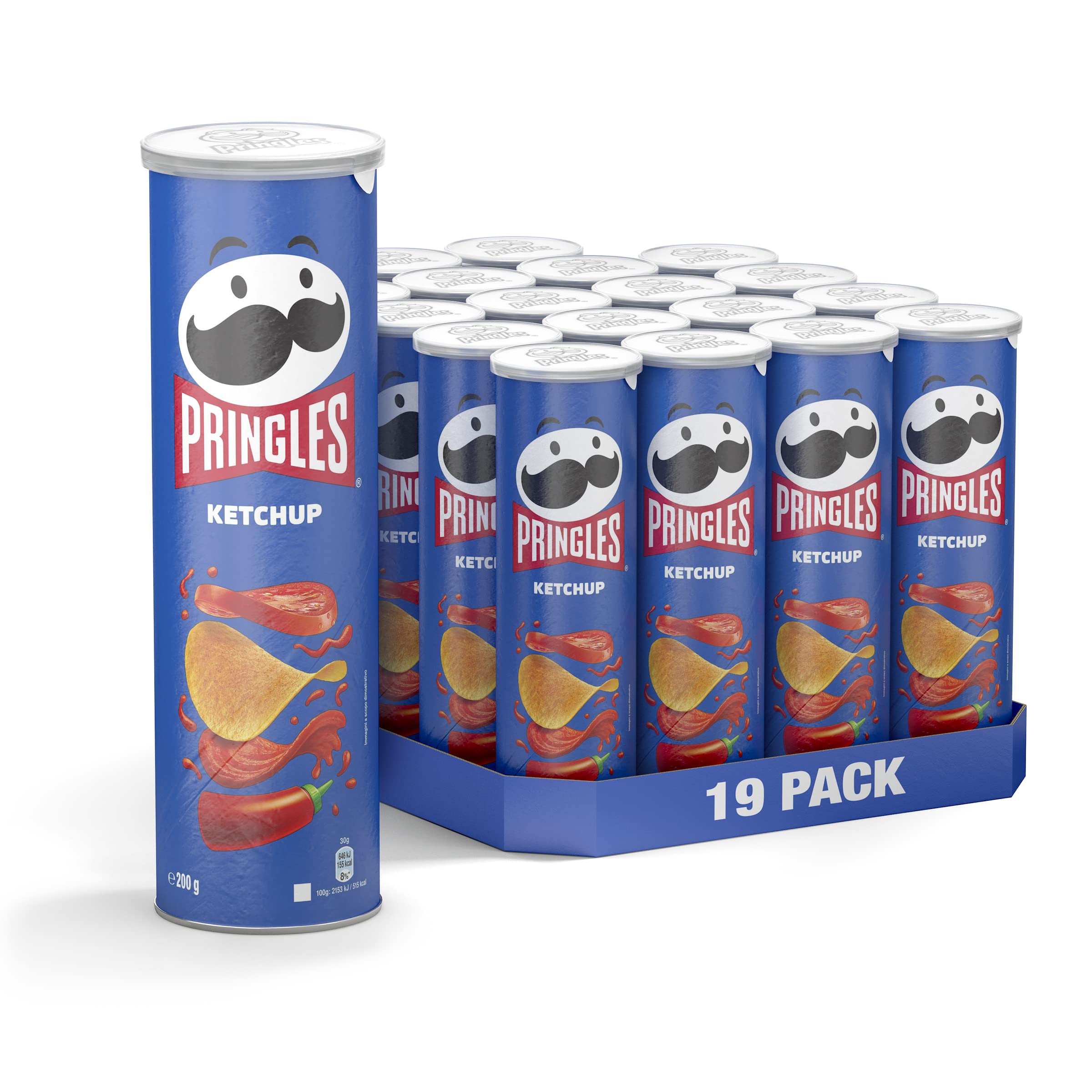 Pringles Ketchup | Chips mit Ketchup Geschmack | 19er Vorratspackung (19 x 185g)